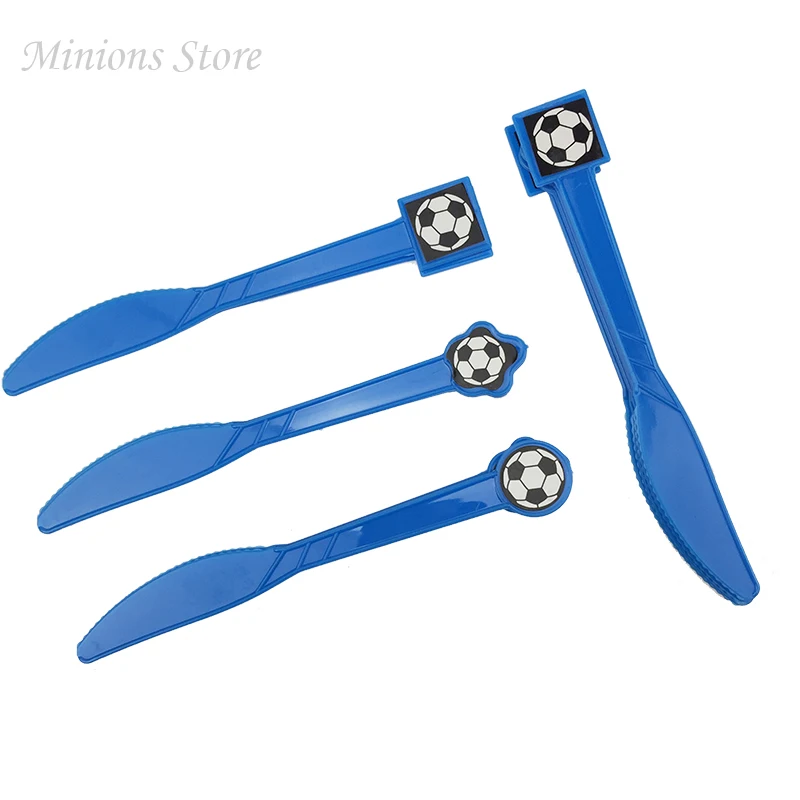 Knife 10pcs Футбольная цель коробочка для конфет на вечеринку Квадратная тарелка салфетки флаг для футбола вечерние украшения Детские сувениры с днем рождения вечерние принадлежности - Цвет: Knife 10pcs