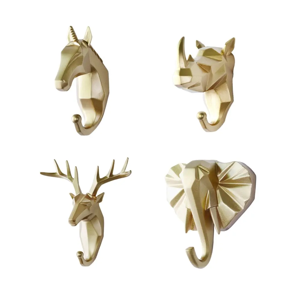 Wall Hanging Hook Deer Head Antlers for Clothes Hat Scarf Key Hanger Rack Sticking Decoration Animal Hooks | Дом и сад