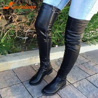 karinluna plus size 34 46 brand new ladies square low heel boots fashion zip over the knee boots women casual shoes women