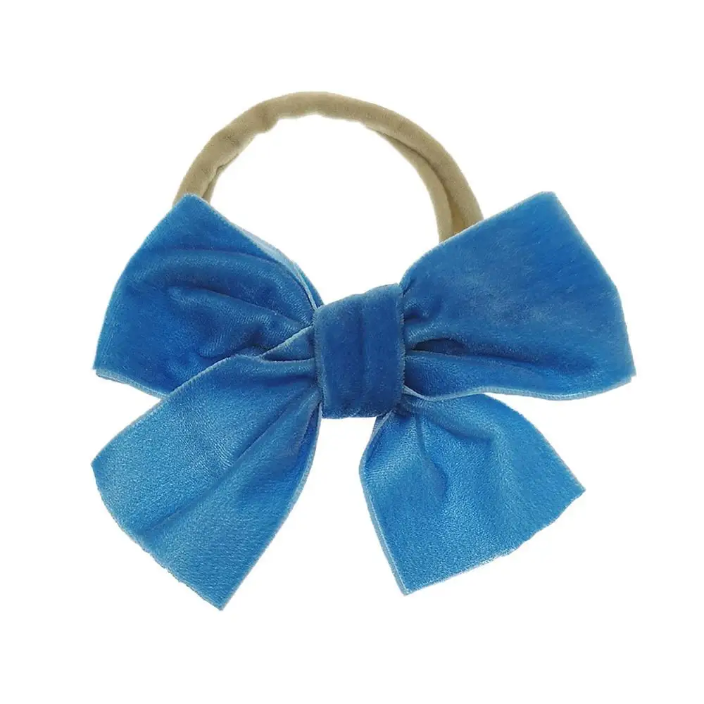 Твердые и с бантом из плотного бархата Детская лента для волос Ободок девочек