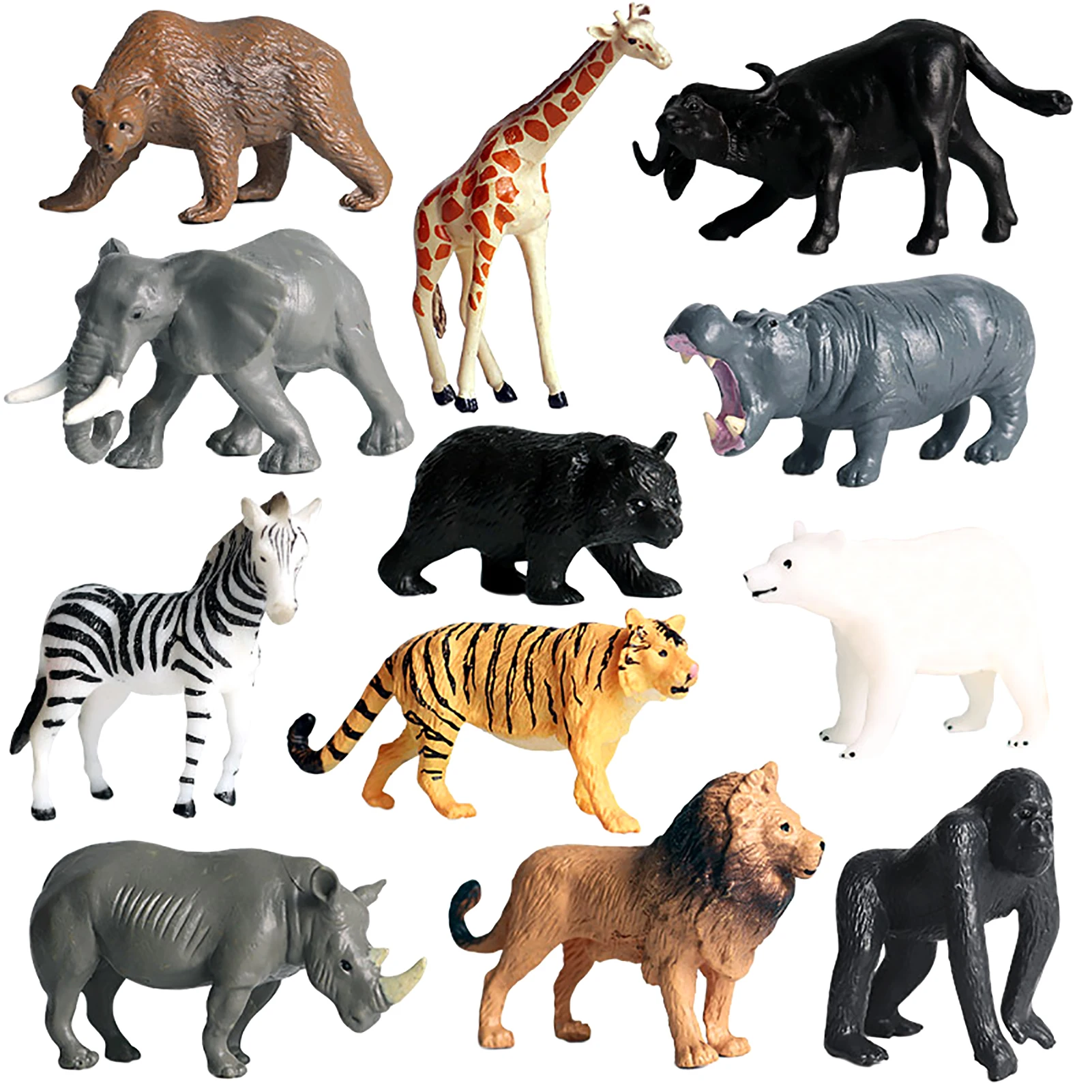 

12pcs Simulation Wild Animal Kids Home Decor Children Mini Figures Model Toy Lifelike Educational Gift Collection Tiger
