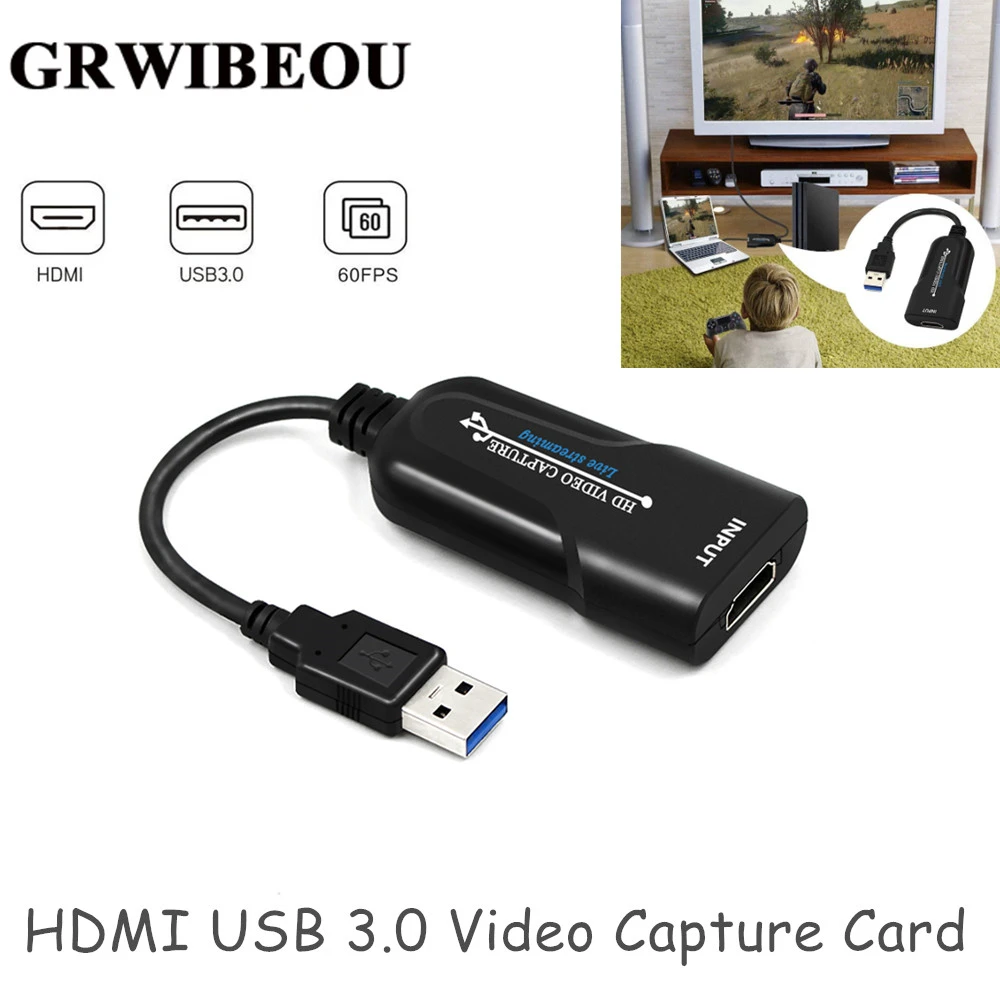

HDMI Video Capture Card USB 3.0 HDMI Video Grabber Recorder Box For PS4 Game DVD Camcorder HD Camera Recording Live Streaming