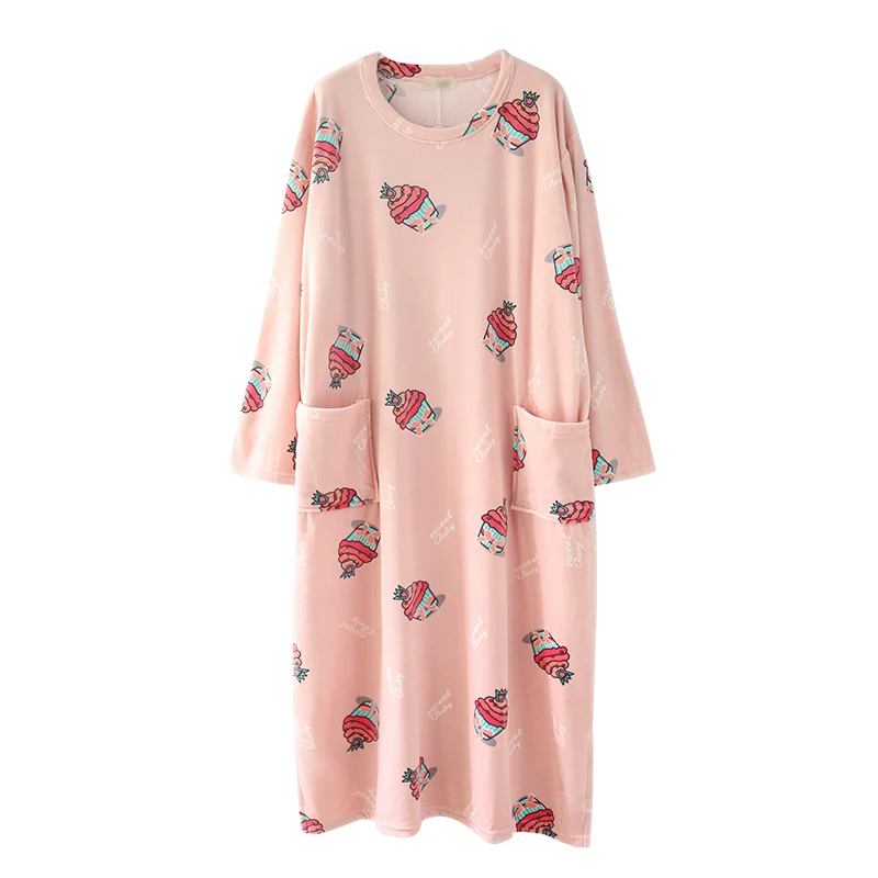 

Plus Size Extra Long Expectant Mother Dress Velvet Island Velvet Autumn Winter Robe Sleeping Dress 200 Jin