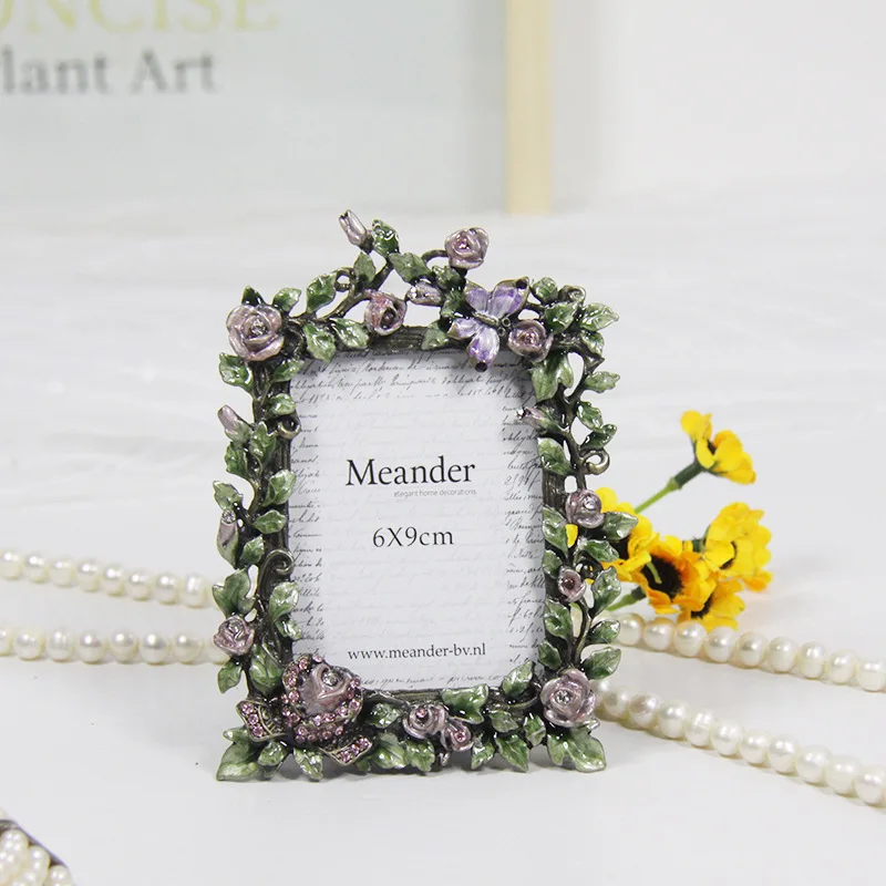 Квадратная Металлическая фоторамка с эмалью в европейском ретро стиле|Рамка| |