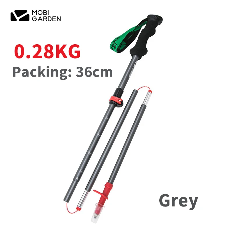 

MOBI GARDEN 3-Section Ultralight Aluminum Alloy Trekking Poles Outdoor 36cm Folding Adjustable Walking Stick Climbing 120-140cm