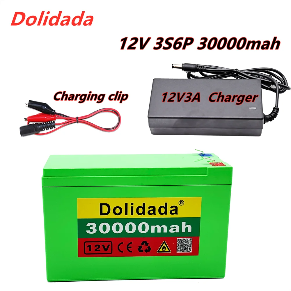 

12V 30Ah 18650 lithium battery pack 3S6P built-in high current 20A BMS for sprayers, carts, children's electric vehicle batterie