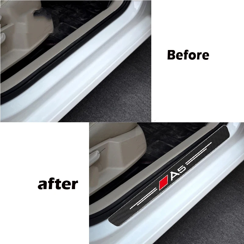 

4pcs Auto Accessories Car CatBon Fiber Leather Vinyl Sticker for Sline Quatrra A3 A4 A5 A6 A7 A8 Q3 Q5 Q7 A1 B5 B6 B7