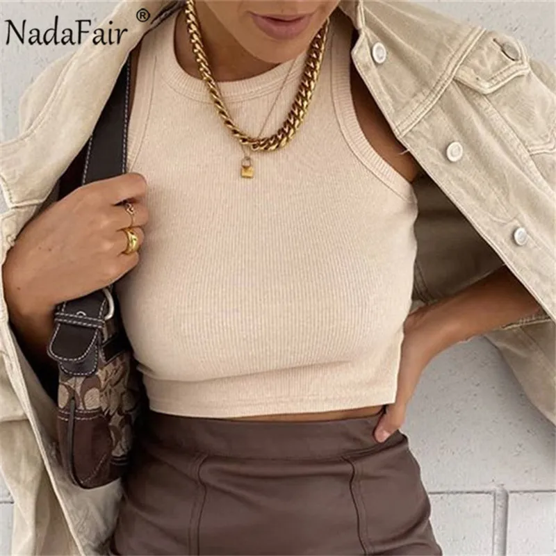 Женская Трикотажная майка с открытыми плечами круглым вырезом|Майки| |