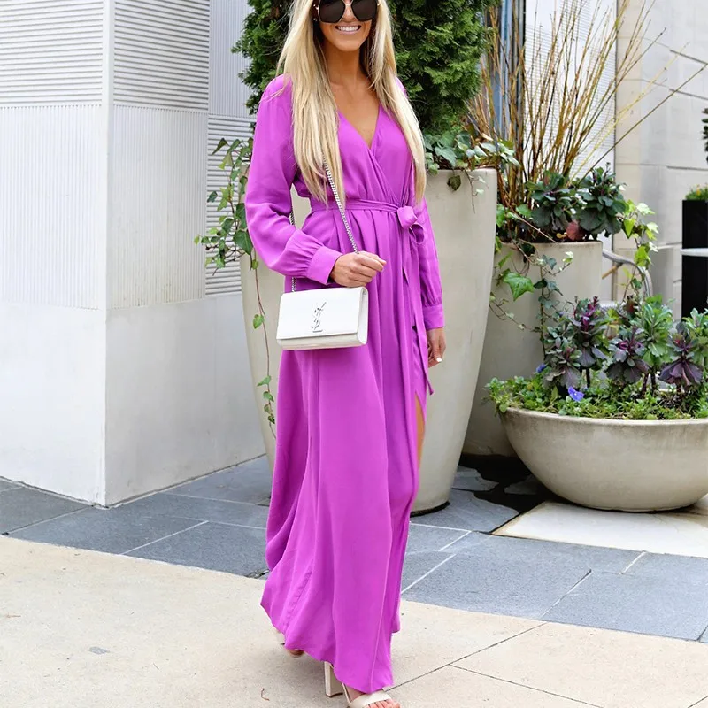 2021 Новое модное женское длинное платье сексуальное с v образным вырезом длинным