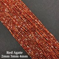 wholesale 2mm 3mm 4mm natural stone faceted red agate exquisite gem loose beads jewelry diy necklace bracelet accessories 38 cm