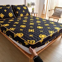 thick quilted mattress cover fashion printing fitted sheet breathable king queen mattress dust cover 180x200 bed cover