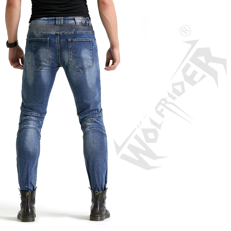 Корейская распродажа облегающие мотоциклетные джинсы мужские брюки для езды по