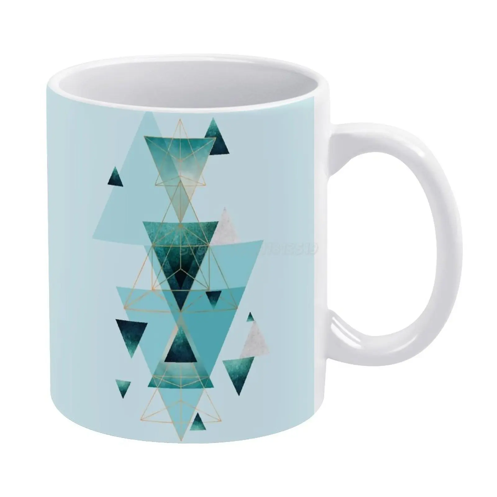 Геометрическая треугольная компиляция в чае l белая кружка Aqua и розовое золото 11