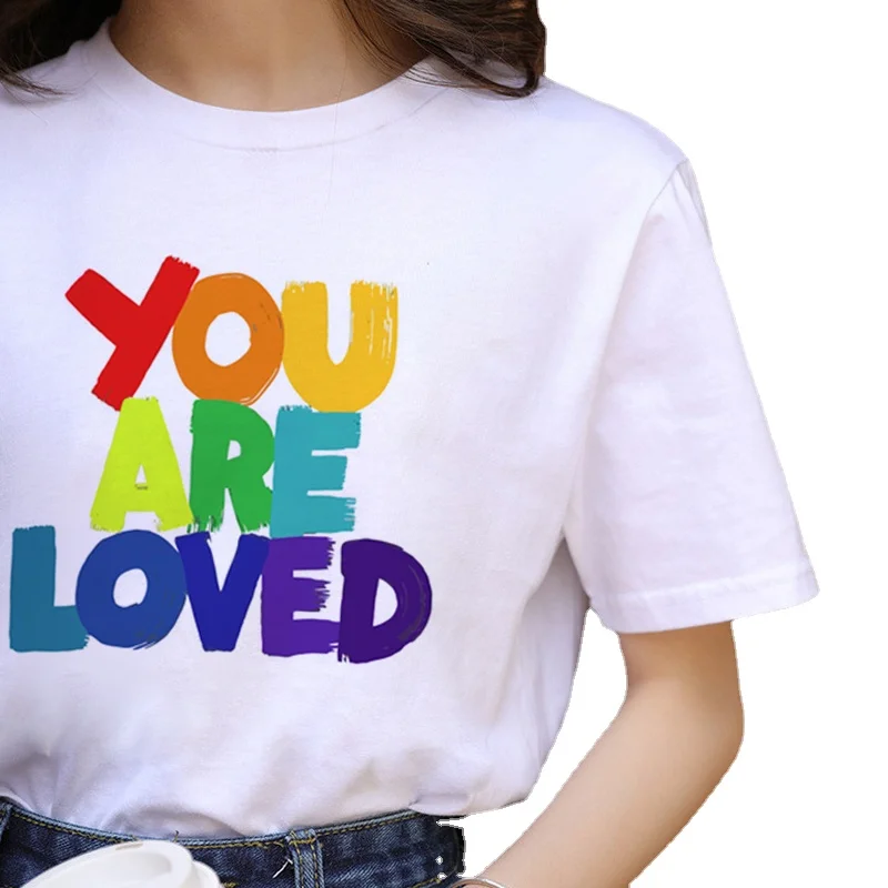 Lgbt Harajuku Rainbow Gay Pride T Shirt Women Lesbian Cartoon T-shirt 90s Graphic Casual Tshirt Fashion Cotton Tops Tee | Женская одежда