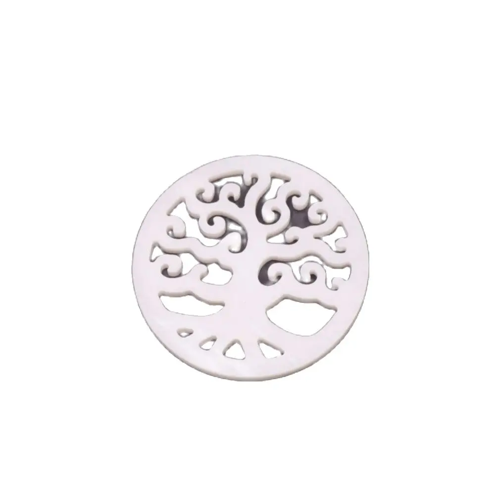 

30mm Round Shell Tree of Life White Mother Pearl for Jewelry Making