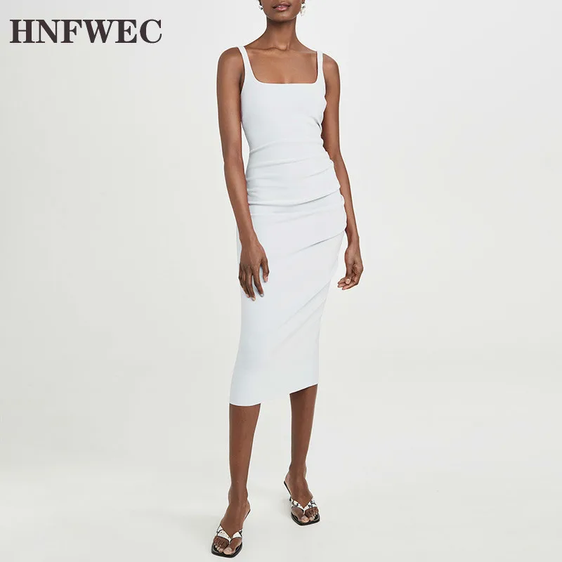 Женский пуловер до середины икры платье без рукавов с квадратным вырезом для