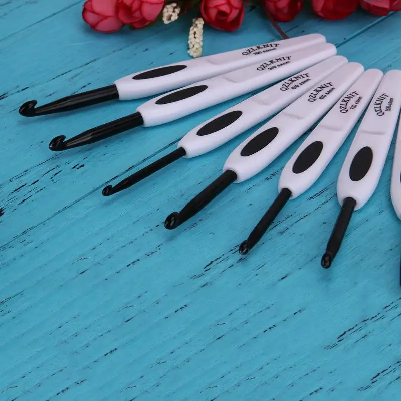 8 шт. набор крючков для вязания пластиковые ручки алюминиевые вязальные спицы