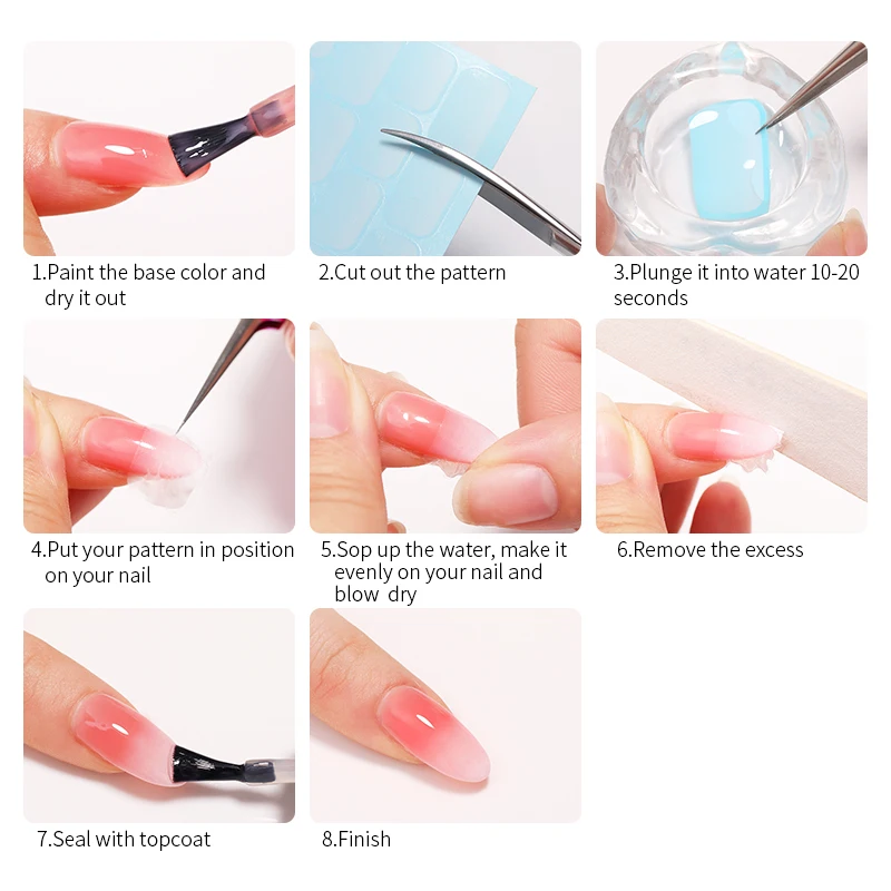 

1 PC Protein White Gradient Water Nail Decals Sticker Fresh Transfer Stickers Nature Nail Art Watermark Accessories Nail Art