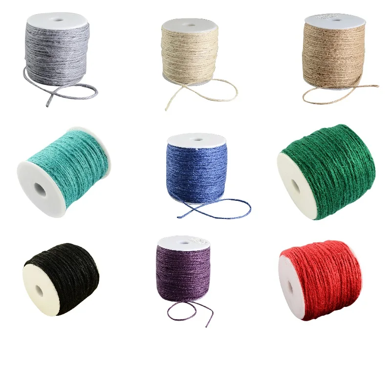 

100 м/рулон 2 мм конопляным шнуром, конопляная нити для вечерние аксессуары для свадебных украшений DIY кожаный шнур