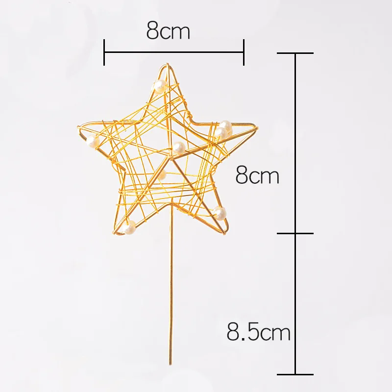 

1 Pcs Sweet Metal 3D Hollow Out Pearl Heart Cake Toppers Star Moon Baking Cupcake Toppers Stick Cake Decorating Supplies