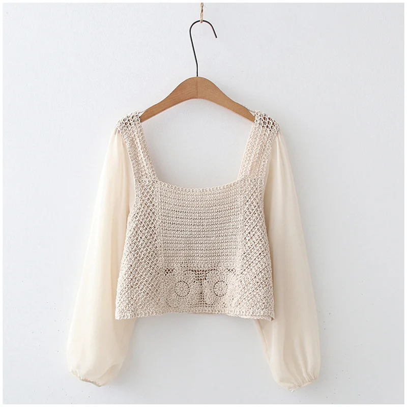 

Elegant Chiffon Blouse Women 2021 Summer Sexy Hollow Out Embroidery Smock Shirts Lace Blouses Women Femme Tops Blusas Mujer