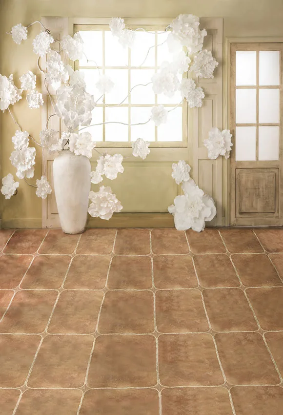 Виниловый фон для свадебной фотосъемки с изображением цветочного горшка в