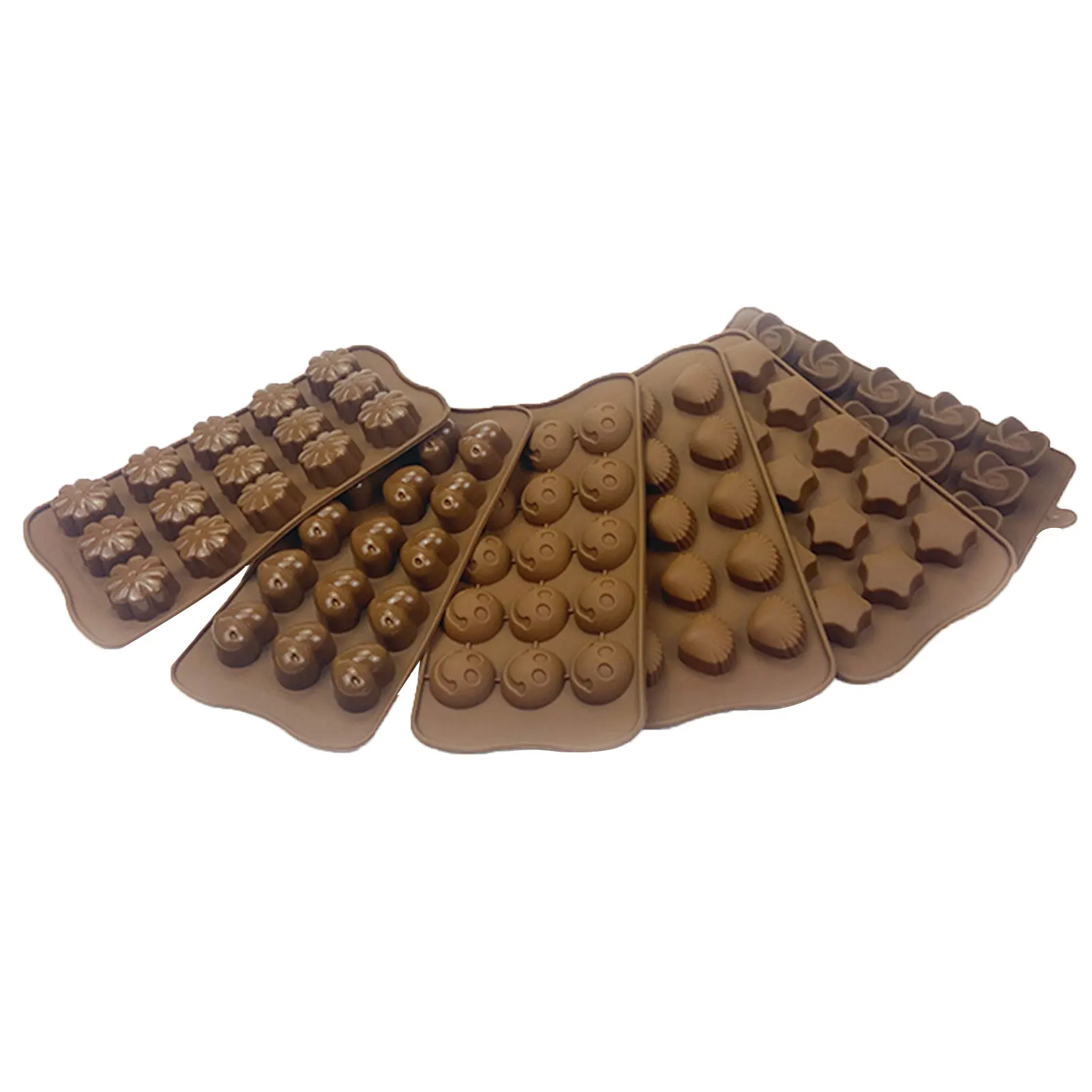 

Chocolate Mould Set DIY Silicone Candy Model For Baking Round Five-pointed Star Love Shell Carved Shape Biscuit Kitchen Mold New