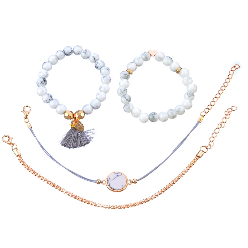 4 шт./компл. популярные модные браслеты наборы из натуральных камней бусины