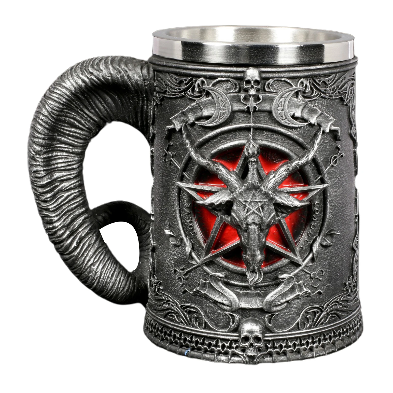 

Halloween Beer Mug Sheephead Demon Stainless Steel Drinking Themed Party Decoration