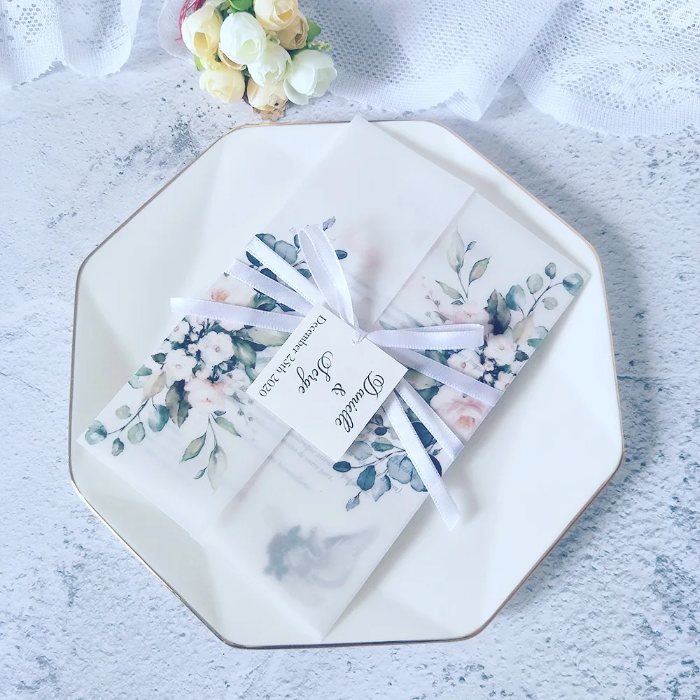 50 шт. прозрачный конверт с цветочным принтом для свадебных приглашений | Дом и сад