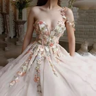 Женское вечернее платье с цветочной аппликацией, на одно плечо