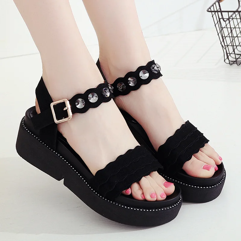 Сандалии женские на платформе повседневные босоножки плоской подошве пляжные