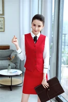 novelty red formal women business suits with 2 piece sets tops and skirt ol styles ladies office work wear outfits plus size