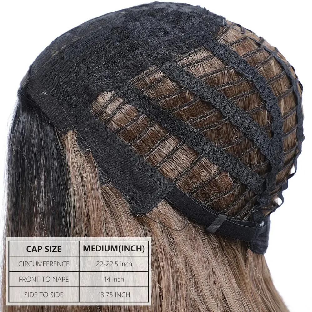 

Ombre Brown Blonde Short Bob Wigs Heat Resistant Synthetic Straight Hair Wigs Natural Hairline For American Women