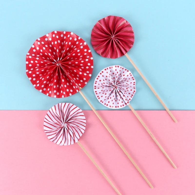 4 шт./лот мини-бумажный веер для торта декорация кексов флаги свадьбы детский день