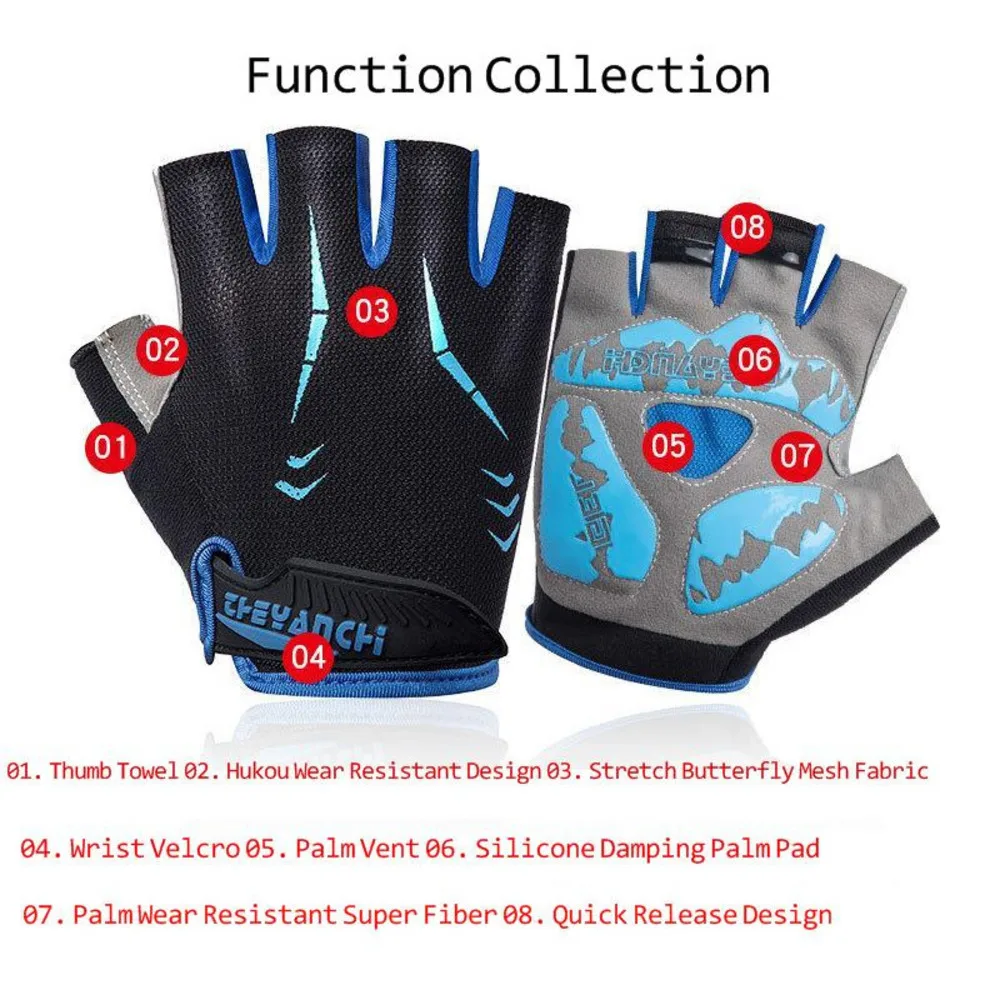 

Sports Gloves Men's And Women's Outdoor Gloves Mountain Bike Half Finger Antiskid Glove Shockproof Fitness Riding Glo L1