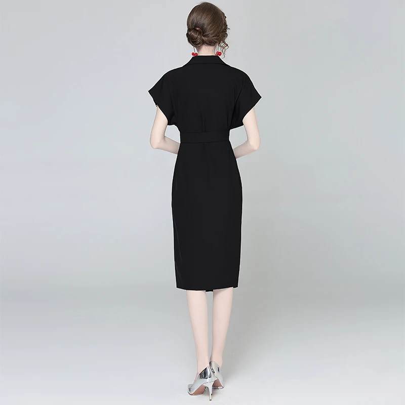 

Temperament in the summer of 2021 professional OL dress fashion show thin waist receive printed long splicing dress