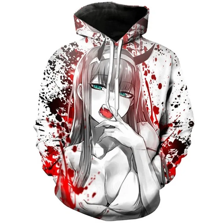 DARLING In The FRANKXX японское аниме толстовки для мужчин Zero два печати Забавные толстовки для женщин пуловер с капюшоном Cospalay Hoddies Youth