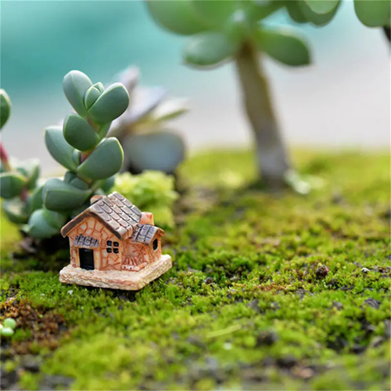 

NEW 3Pcs Mini House Model Creative Design Miniature Garden Decoration Acc Natural Resin Micro Landscape Ornaments Wholesale