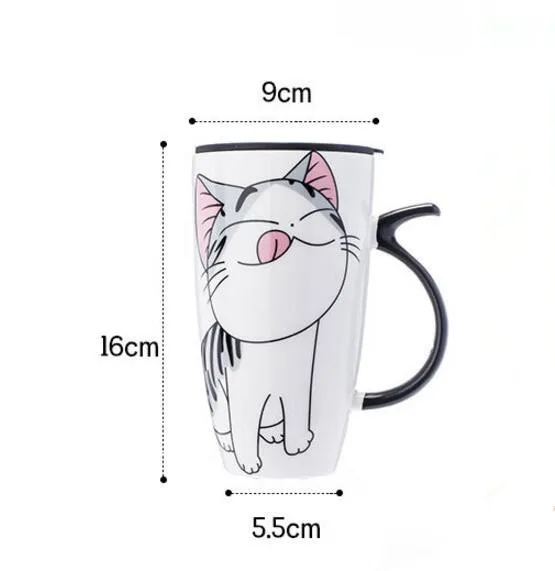 

Cute Cat Ceramics Coffee Mug With Lid Large Capacity 600ml Animal Mugs creative Drinkware Coffee Tea Cups Novelty Gifts milk cup