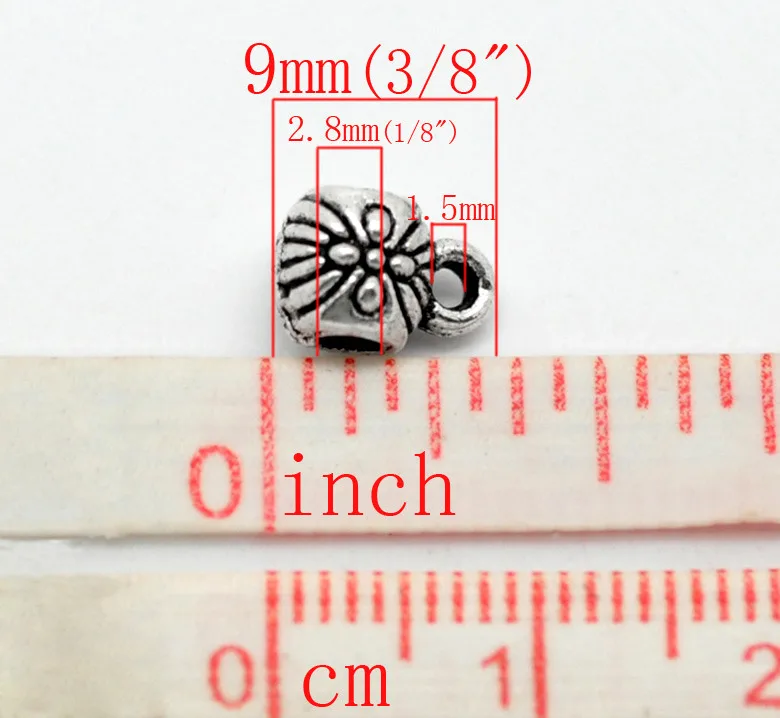 DoreenBeads 20 шт. Серебряный цветочный узор бусины под залог 9 мм x 6 (3/8 дюйма 2/8 дюйма) |