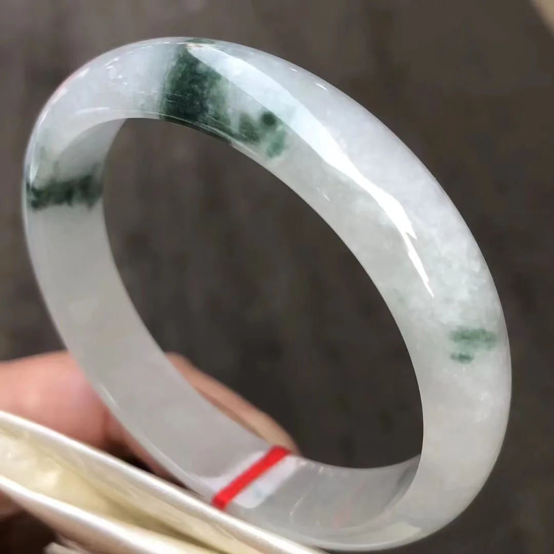 

Натуральный браслет из Мьянмы из жадеита, плоский браслет из настоящего жадеита, натуральный женский характерный браслет, 59 мм, 226