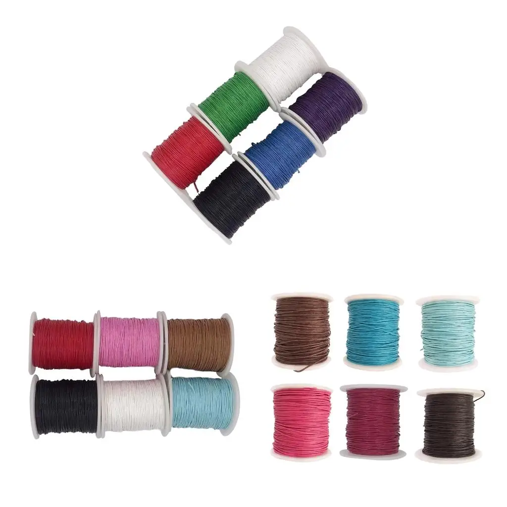 

6 Colors x 80 Meters 4mm Jewelry Making Beading Crafting Macrame Waxed Cotton Cord Thread String Rolls