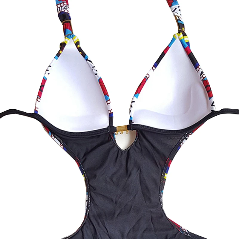 Женский винтажный купальник-бикини с цветочным принтом и чашками пуш-ап | Спорт