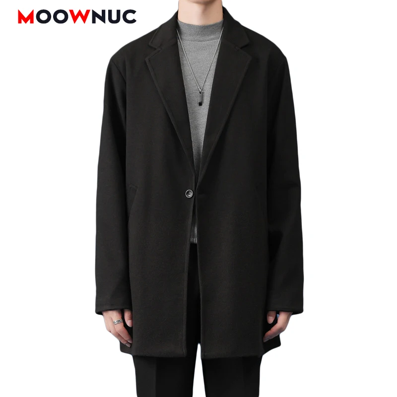 

Men's Wool Jackets Coat Thick 2022 Fashion Overcoat Male Trench Casual Windbreaker Hight Quality Outwear Spring Autumn MOOWNUC