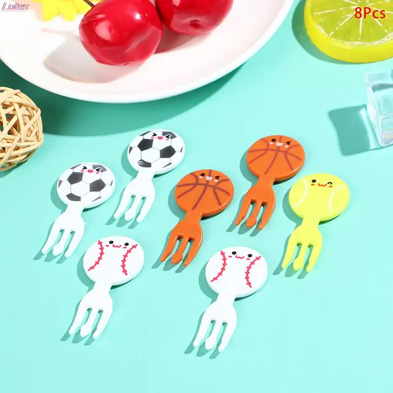 

8 Pieces Mini Football Sports Fruit Fork Cartoon Dessert Cake Dessert Food Toothpick Dinner Party Decorative Color