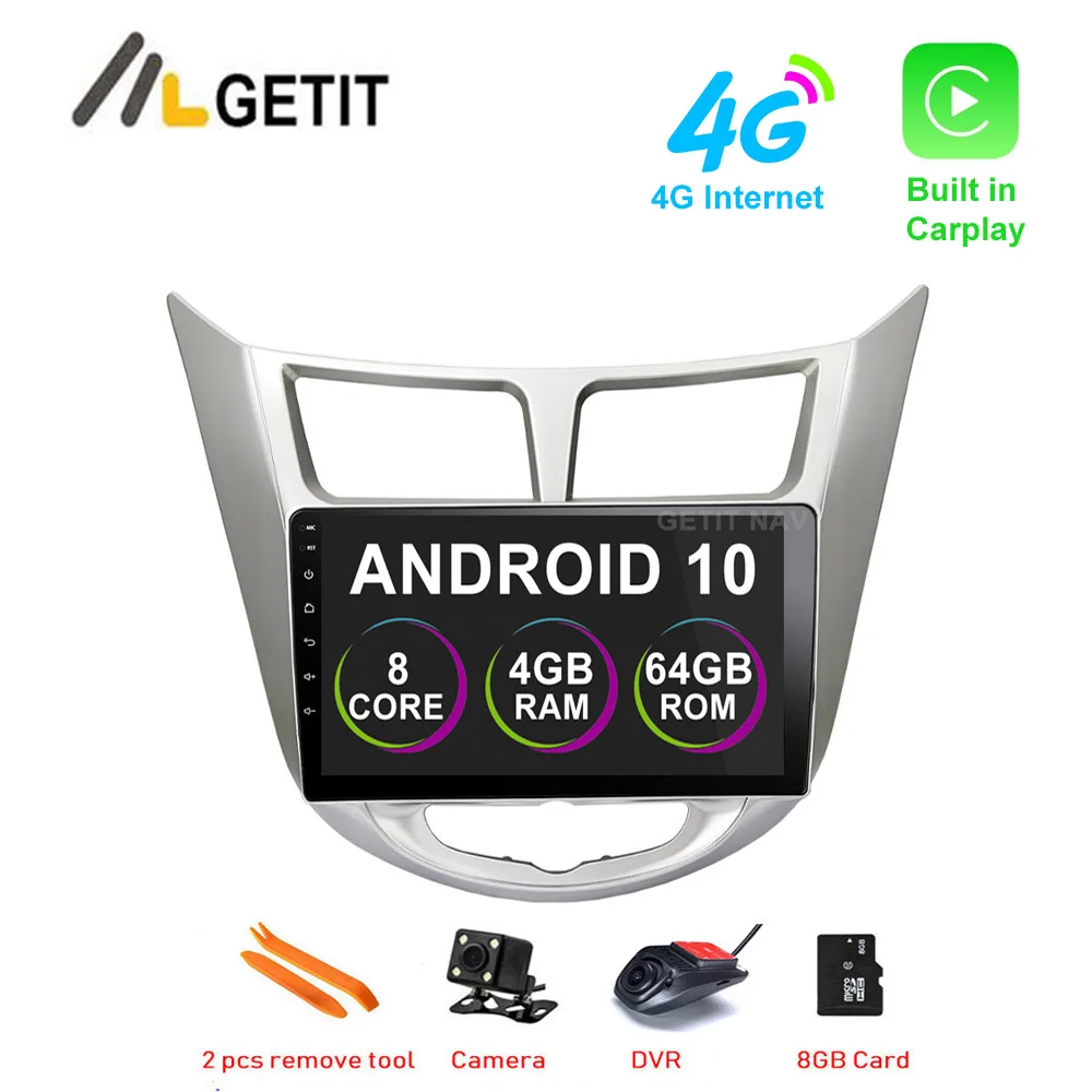 Android 9 1/10 Автомобильный плеер радио для современного Solaris accent Verna (2011-2016) рекордер