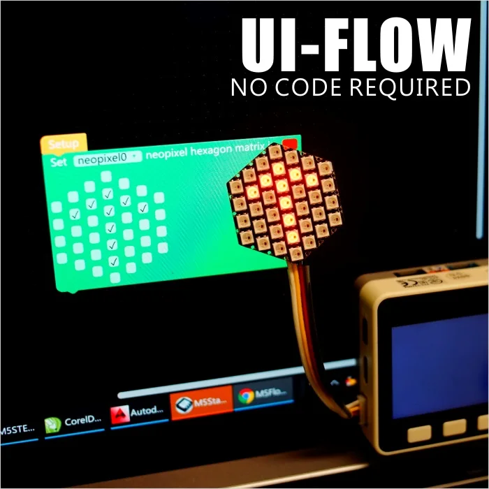 

M5Stack New HEX RGB LED Board with SK6812 37pcs LED GROVE Port and Power Input Compatible with M5Stack UI-Flow