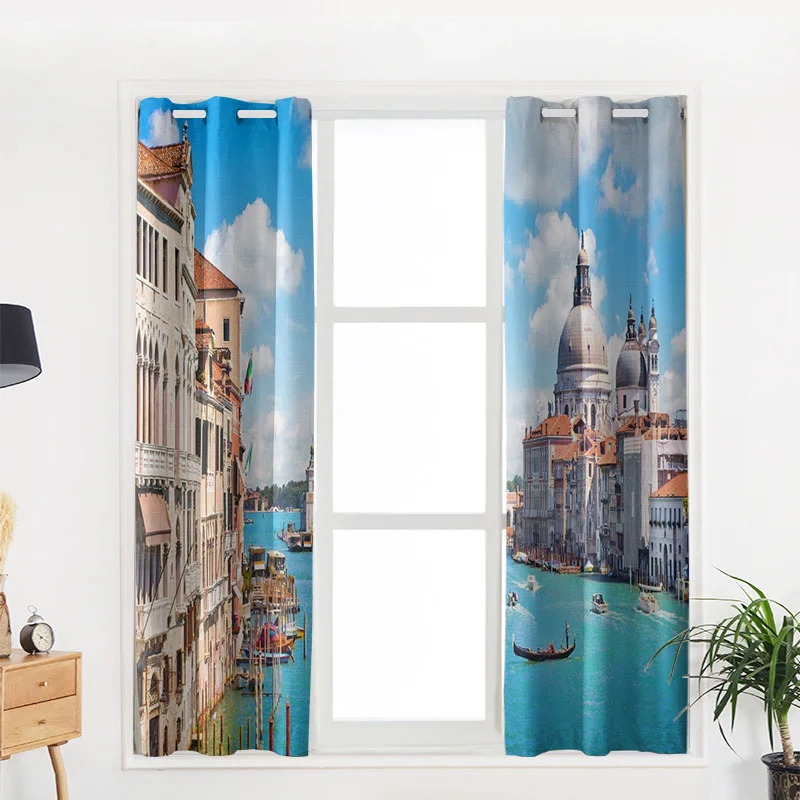 Italy Grand Canal Boat Church Summer Luxury Home Curtains Supplies Living Room Bedroom Custom | Дом и сад