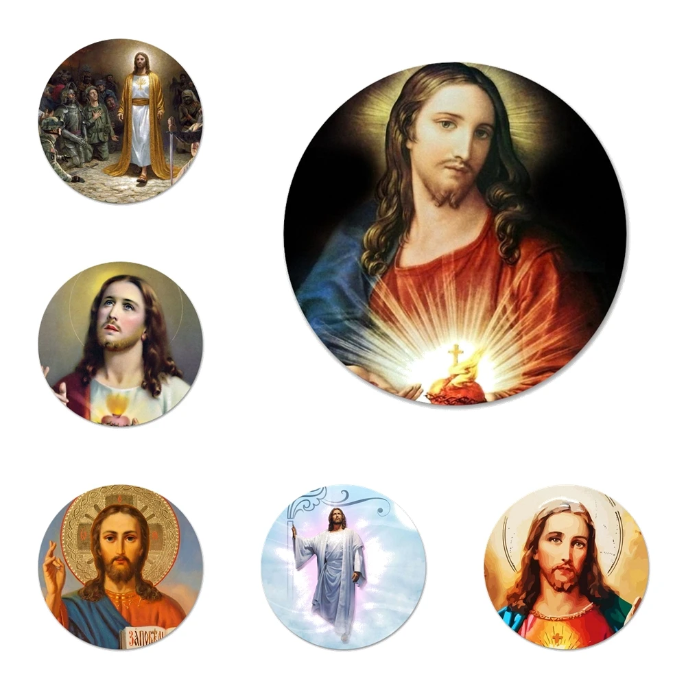 

58mm Jesus Christ God bless you Customer Icons Pins Badge Decoration Brooches Metal Badges For Clothes Backpack Decoration